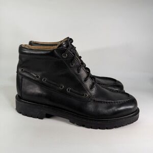 Vintage J.Crew Leather Moc Toe Work Boots Men's 10.5 D Lug Sole Rubber Logger